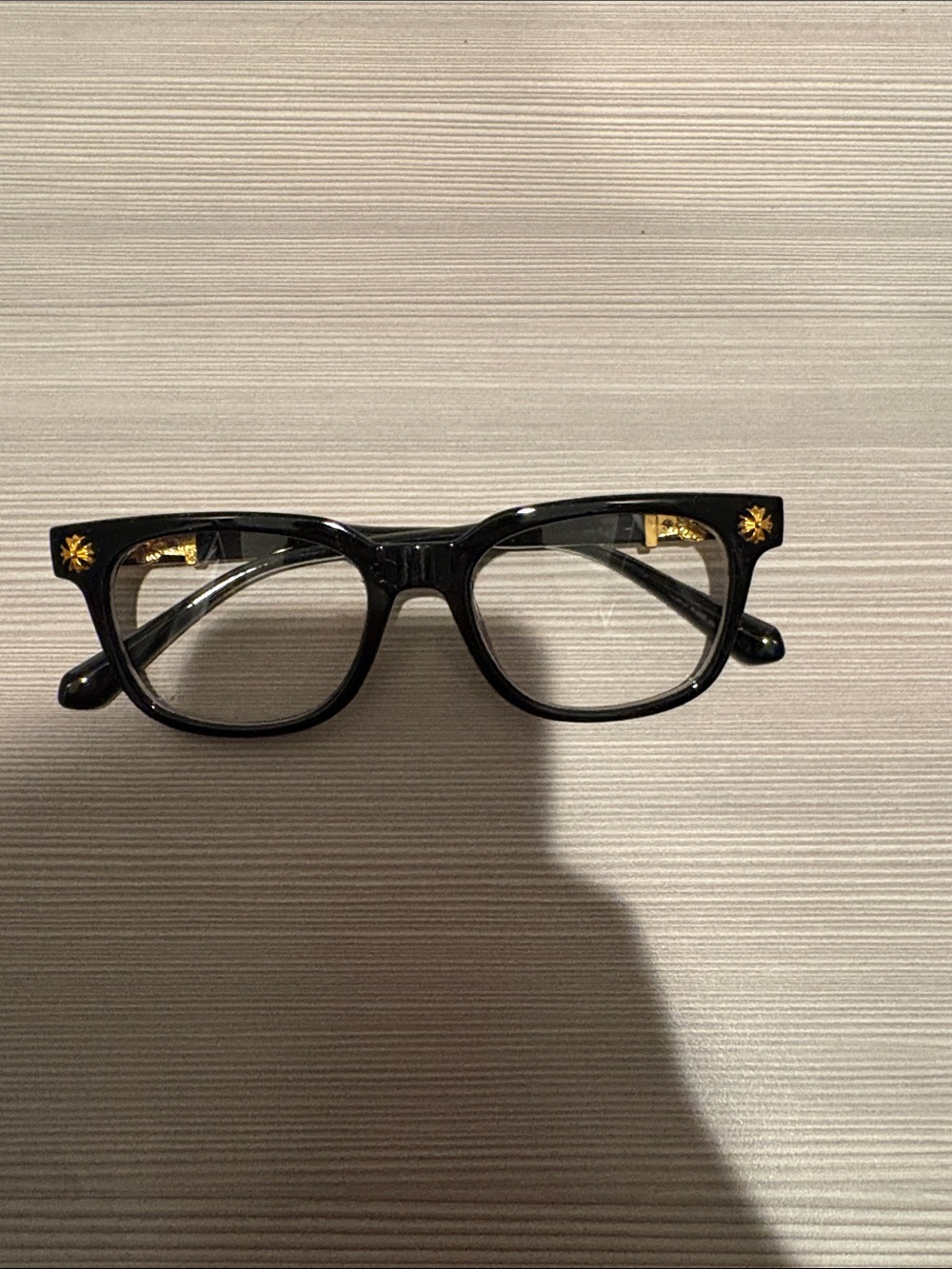Men's Black Square Glasses with Gold Star Accent